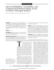Speech Intelligibility, Acceptability, and Communication-Related ...
