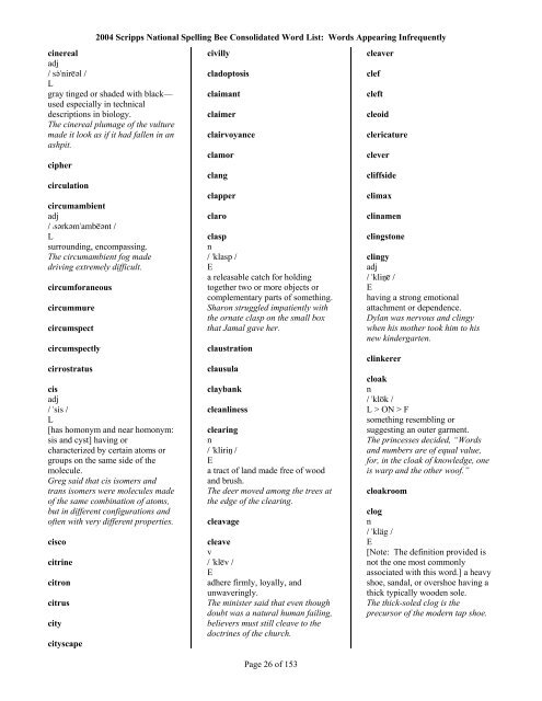 2004 Scripps National Spelling Bee Consolidated ... - Project Read