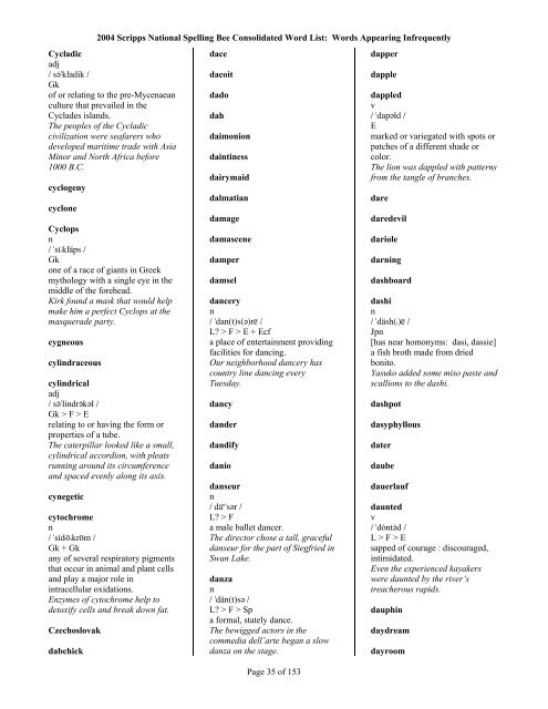 2004 Scripps National Spelling Bee Consolidated ... - Project Read