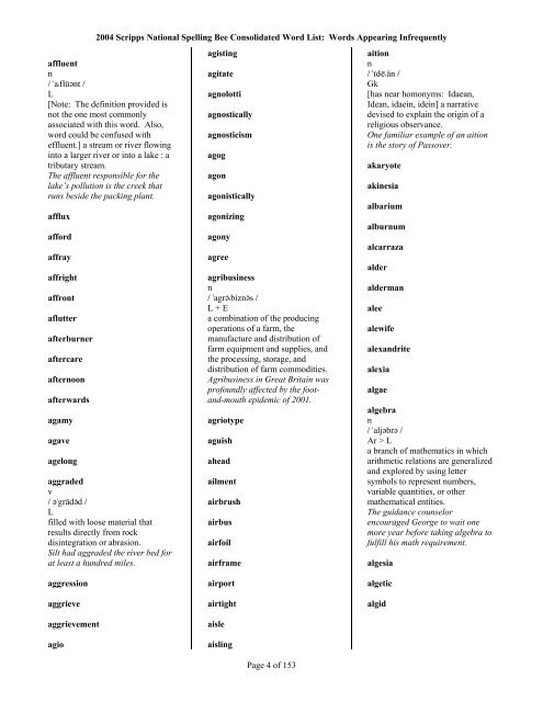 2004 Scripps National Spelling Bee Consolidated ... - Project Read