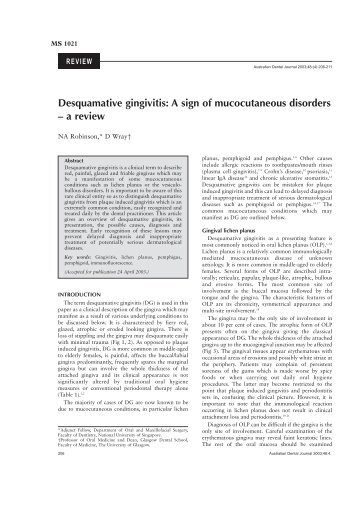 Desquamative gingivitis: A sign of mucocutaneous disorders - a review