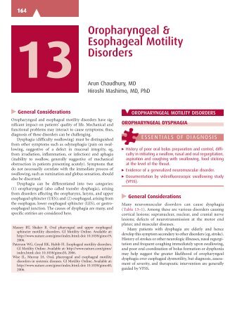 Oropharyngeal & Esophageal Motility Disorders - McGraw-Hill ...