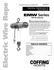 EMW Series - Coffing Hoists, Coffing Hoist Parts