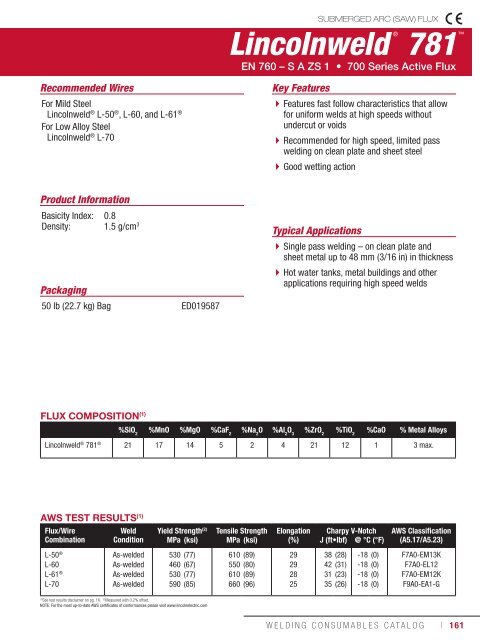 Consumeables Catalog - Lincoln Electric