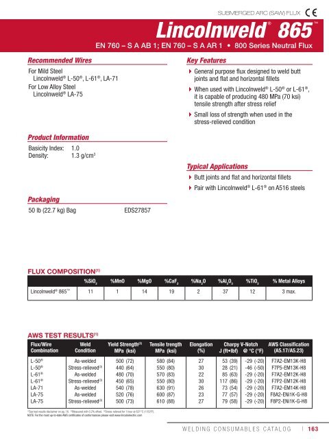 Consumeables Catalog - Lincoln Electric