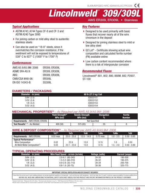 Consumeables Catalog - Lincoln Electric