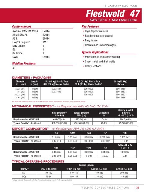 Consumeables Catalog - Lincoln Electric