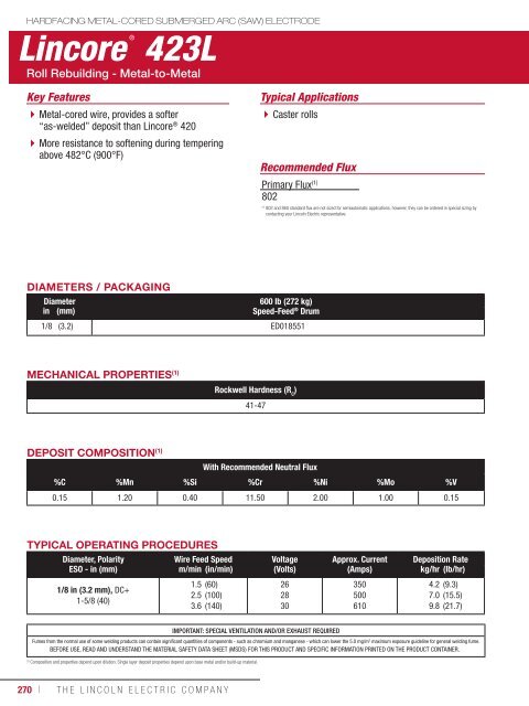 Consumeables Catalog - Lincoln Electric