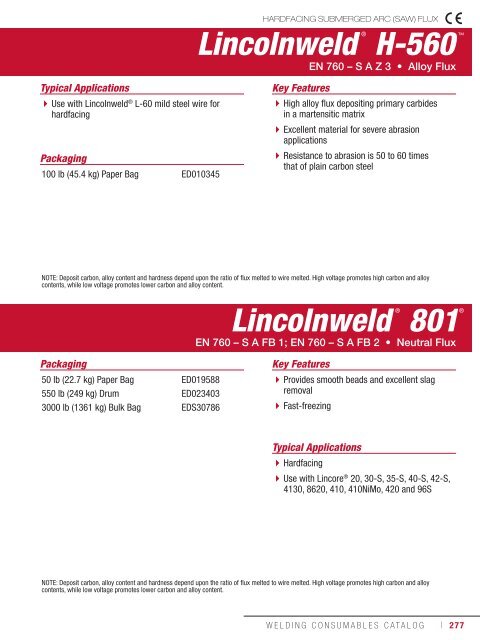 Consumeables Catalog - Lincoln Electric