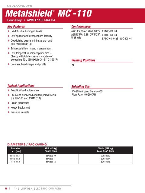 Consumeables Catalog - Lincoln Electric