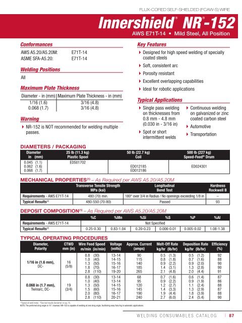 Consumeables Catalog - Lincoln Electric