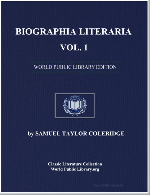 biographia literaria or biographical sketches of my literary life and ...