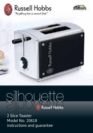 2 Slice Toaster Model No. 20618 instructions and ... - Russell Hobbs