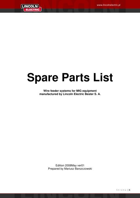 Spare Parts List - Lincoln Electric - documentations