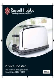 how to use your classic satin toaster - Russell Hobbs