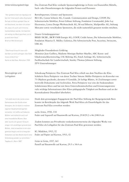 Geschäftsbericht 2007 - Zentrum Paul Klee