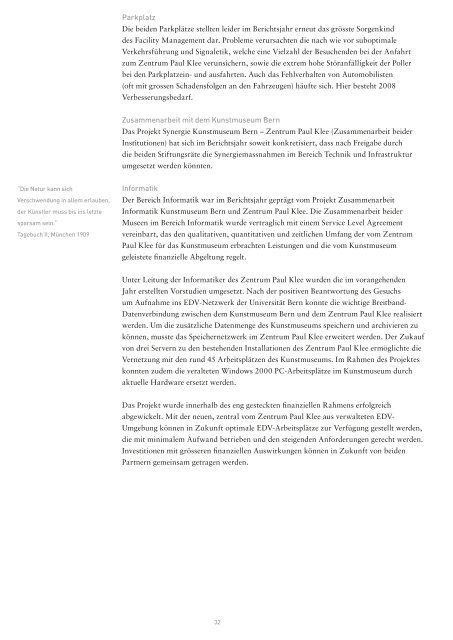 Geschäftsbericht 2007 - Zentrum Paul Klee