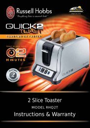 2 Slice Toaster Model No. 20618 instructions and  - Russell Hobbs