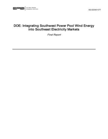 Integrating Southwest Power Pool Wind to Southeast Electricity ...