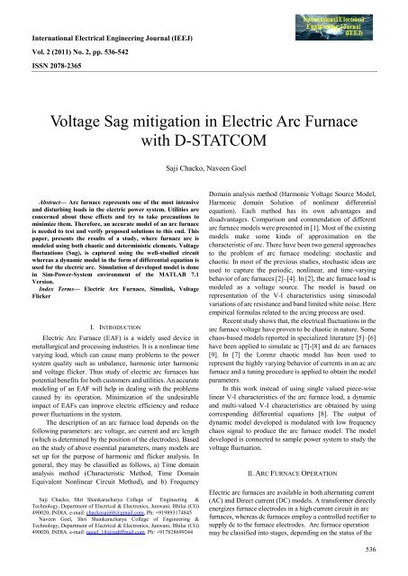 Voltage Sag mitigation in Electric Arc Furnace with - International ...