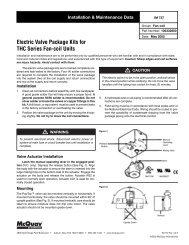 Electric Valve Package Kits for THC Series Fan-coil Units - McQuay ...