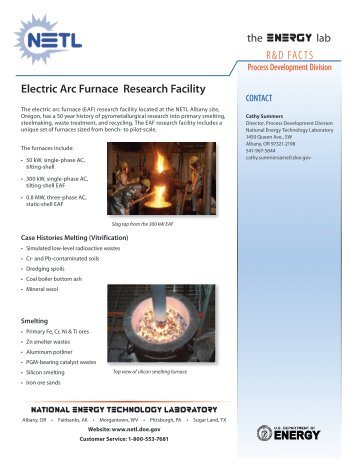 R&D FACTS Electric Arc Furnace Research Facility - National ...