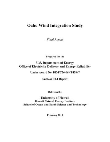 Oahu Wind Integration Study - Hawaii Natural Energy Institute ...