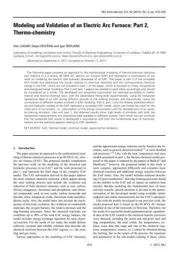 Modeling and Validation of an Electric Arc Furnace: Part 2, Thermo ...