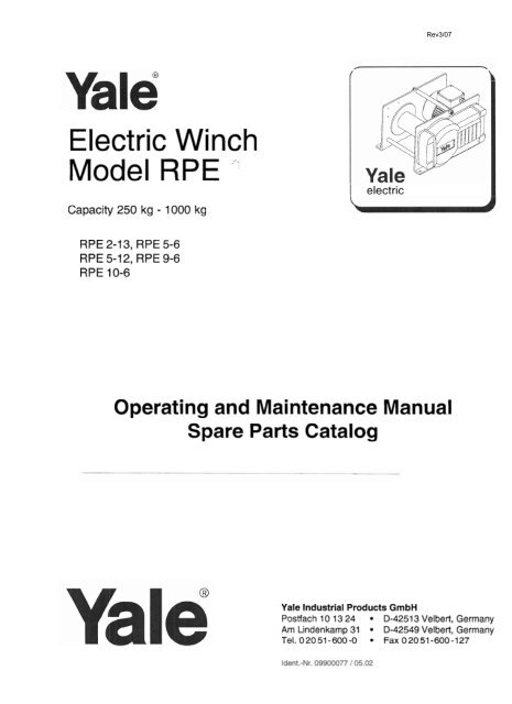 Electric Winch Model Rpe Carl Stahl Oy