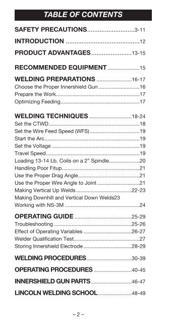 Innershield Welding Guide (pdf) - Lincoln Electric