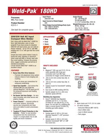 Weld-Pak 180HD Product Info - Lincoln Electric