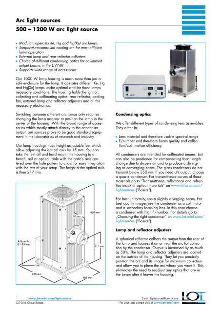 1200 W arc light source - L.O.T.-Oriel