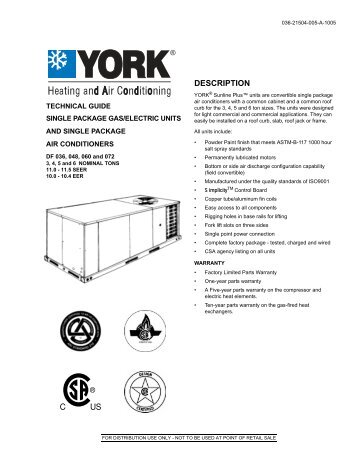 Y-TG, Singlr Pkg Gas/Elec Units and Sgl Pkg AC, DF036-072 - Master