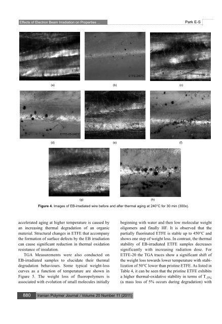 effects of electron beam irradiation on properties of etfe insulated ...