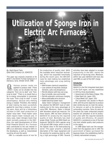 Utilization of Sponge Iron in Electric Arc Furnaces - Midrex