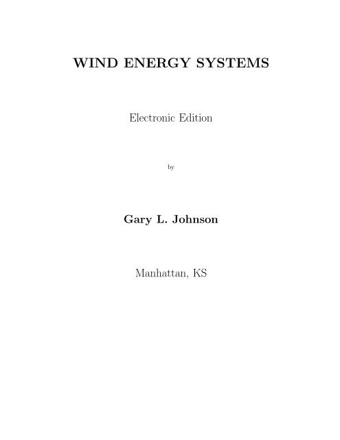 WIND ENERGY SYSTEMS - Electrical and Computer Engineering