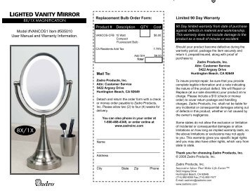 LIGHTED VANITY MIRROR 8X/1X LIGHTE 8X/1 - Zadro Inc