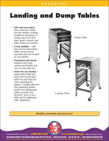 Landing And Dump Tables - The Broaster Company