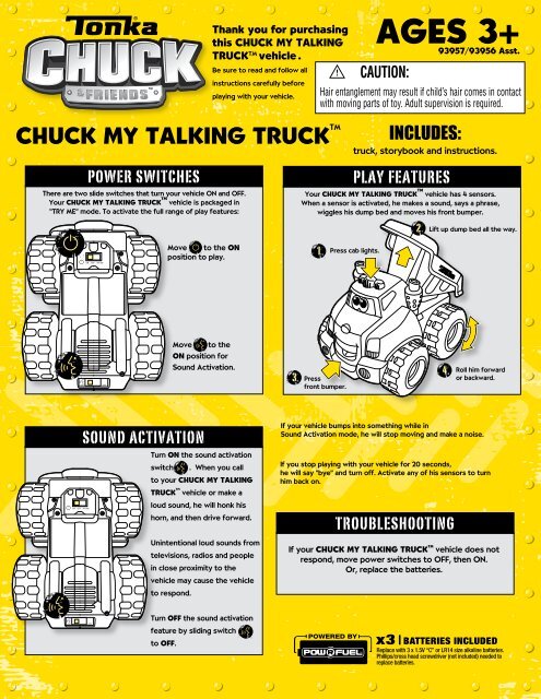 Tonka C&amp;F Chuck My Talking Truck 93957 Instructions - Hasbro