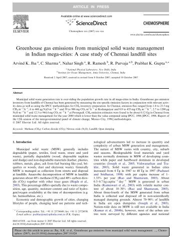 Greenhouse gas emissions from municipal solid waste management ...