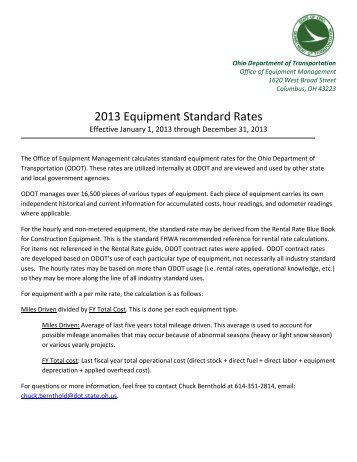 2013 Equipment Standard Rates - Ohio Department of Transportation