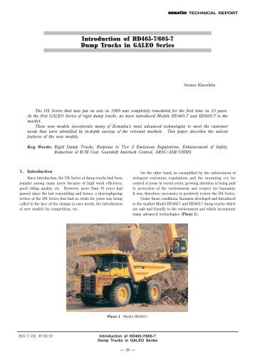 Introduction of HD465-7/605-7 Dump Trucks in GALEO ... - Komatsu