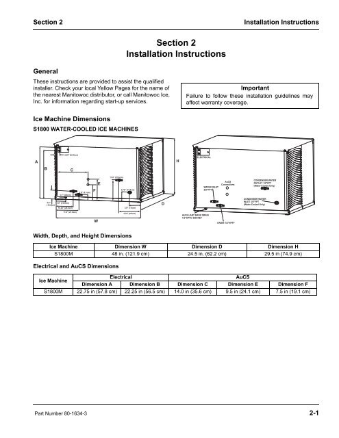 S1800 Marine Model Ice Machines – Service Manual - Manitowoc Ice