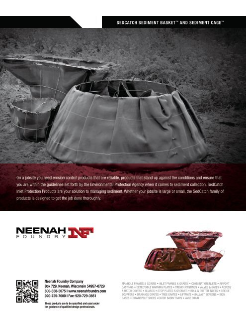 sedcatch inlet protection products - Neenah Foundry Company