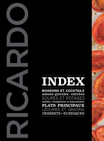 index des recettes du magazine Ricardo