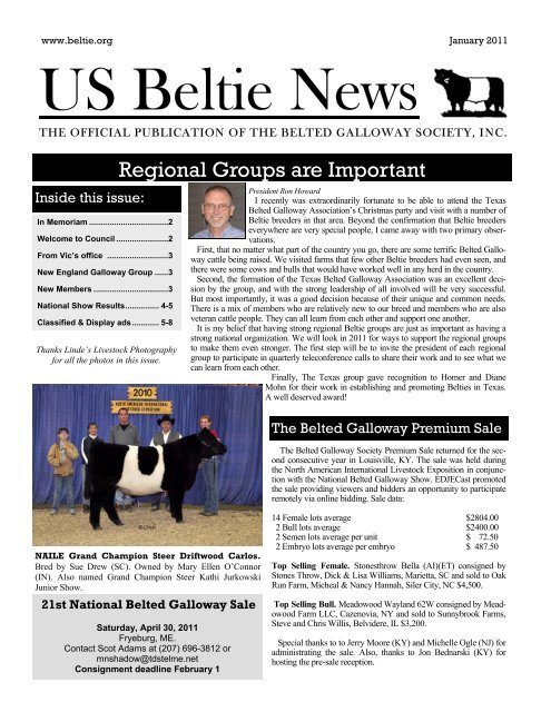 US Beltie News - US Belted Galloway Society