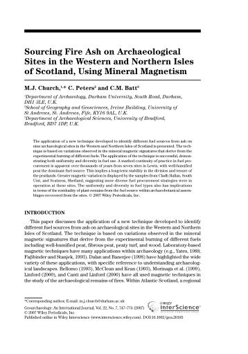 Sourcing fire ash on archaeological sites in the Western and ... - Nabo