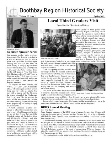 Newsletter Spring 09 - Boothbay Region Historical Society