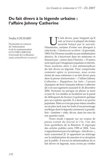 Du fait divers à la légende urbaine - Les Cahiers du journalisme