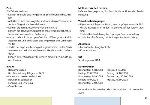 Weiterbildung Pflege 2008 - Pdag